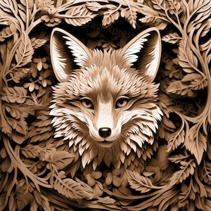 Gravure laser PNG | illusion 3D | Graver | Prêt pour le laser | Fichier Lightburn | Fichier de conception numérique | Renard mignon