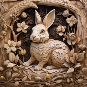 Gravure laser PNG | illusion 3D | Graver | Prêt pour le laser | Fichier Lightburn | Fichier de conception numérique | Oeuf de fleur de lapin - Lapin de Pâques mignon