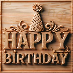 Laser Burn PNG | festive 3D Sign | 3D Illusion | Engrave | Laser Ready |  Lightburn File | Digital Design File |  Happy Birthday
