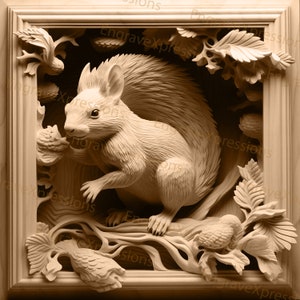 3D Squirrel Laser Engrave File: Wildlife Illusion PNG, SVG (Digital Download)