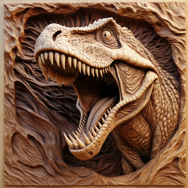 Laser Burn PNG | 3D Illusion | Engrave | Laser Ready |  Lightburn File | Glowforge | Digital Design File | Dinosaur T-Rex