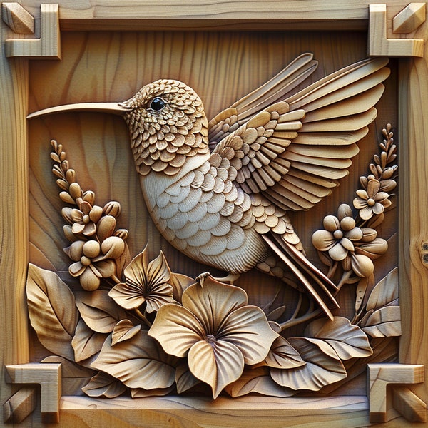 Laser Burn PNG | 3D Illusion | Engrave | Laser Ready |  Lightburn File | Digital Design - Hummingbird ,Colibri , Swan & more - Bird 545