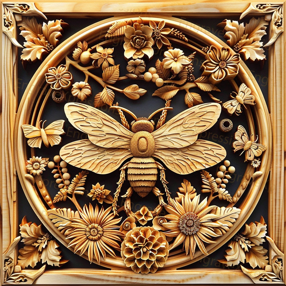 3D Bee Laser Engrave File: Wildlife Insect Design (PNG, SVG) - Etsy
