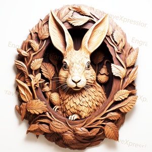 Laser Brennen PNG | 3D Illusion | Gravur | Laserbereit | Lightburn-Datei | Digitale Designdatei | Hase Blume Ei - Süßer Osterhase 12