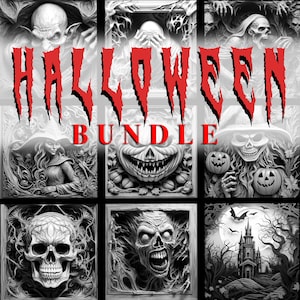 Halloween MEGA BUNDLE - 9 Laser Brennen PNG | 3D Illusion | Gravur | Laserbereit |  Lightburn-Datei | Digitale Designdatei - Horror - Gruselig