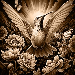 Laser Brennen PNG | 3D Illusion | Gravur | Laserbereit | Lightburn-Datei | Digitale Designdatei | Kolibri Colibri 6