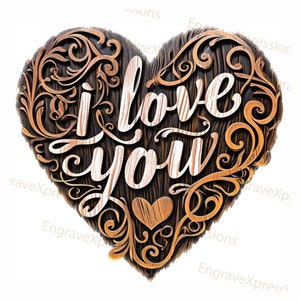 Ti amo - Cuore, Matrimonio San Valentino, File PNG con incisione laser Burn / Illusion 3D / Incisione / Lightburn, X TOOL, Glowforge, CO2,