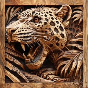 Laser Burn PNG | 3D Illusion | Engrave | Laser Ready,  Lightburn File, Digital Design,America Australia Africa Animal Wildlife, Leopard 241