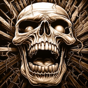 Laser Burn PNG | 3D Illusion | Engrave | Laser Ready |  Lightburn File | Digital Design File | Halloween Edition - Skull Head 2
