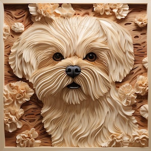 Laser brennen PNG | 3D Illusion | Gravieren | Laser Ready | Lightburn File | Digitale Designdatei | Niedliches Haustier - Hundeportrait - Shih Tzu 6
