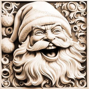 Laser Burn PNG | 3D Illusion | Engrave | Laser Ready |  Lightburn File | Digital Design File | Christmas Santa Claus