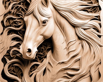 Laser Burn PNG | 3D Illusion | Engrave | Laser Ready |  Lightburn File | Digital Design File | Horse Portrait