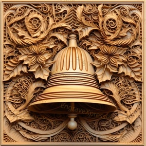 Laser Burn PNG | 3D Illusion | Engrave | Laser Ready |  Lightburn File | Digital Design File | Winter - Christmas Bell