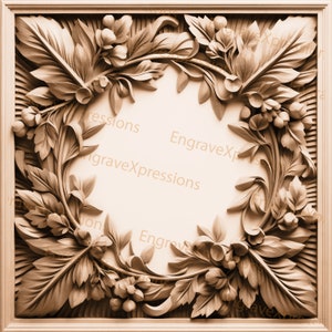3D Flower Frame Laser Engrave File: Lightburn Ready PNG (Digital Download)