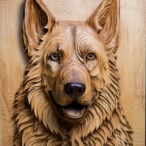 Laser brennen PNG | 3D Illusion | Gravieren | Laser Ready | Lightburn File | Digitale Designdatei | Süßes Hundeportrait - Schäferhund 05