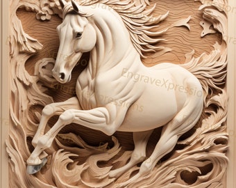 Archivo de ilusión de caballo 3D grabado con láser: PNG, SVG de vida silvestre (descarga digital)