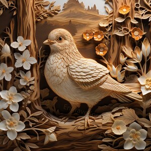 Graver au laser PNG | Illusion 3D | Graver | Prêt pour le laser | Fichier de brûlure légère | Fichier de conception numérique | Fleur de printemps - Poulet aux œufs, Poussin de Pâques 4