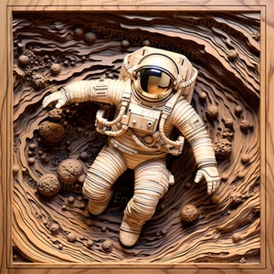 Laser Brennen PNG | 3D Illusion | Gravur | Laserbereit | Lightburn-Datei | Digitale Designdatei | Weltall - Astronaut 1