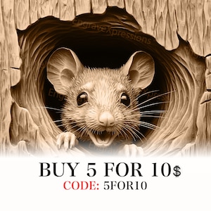 Laser Burn PNG | 3D Illusion | Engrave | Laser Ready |  Lightburn File | Digital Design File | Wildlife - Cute Mouse 2