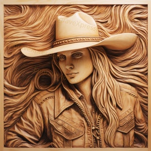 Laserbrand PNG | 3D illusie | Graveren | Laserklaar | Lightburn-bestand | Digitaal ontwerpbestand | Cowboyrijpaard - Cowgirl 1