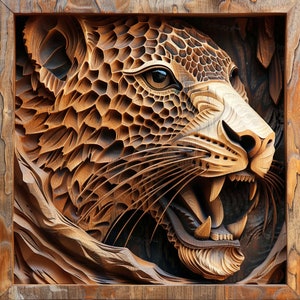 Laser Burn PNG | 3D Illusion | Engrave | Laser Ready,  Lightburn File, Digital Design,America Australia Africa Animal Wildlife, Leopard 239