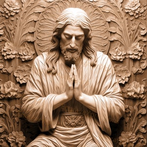 Laser Burn PNG | 3D Illusion | Engrave | Laser Ready |  Lightburn File | Digital Design File | Religious Prayer - Jesus Christ Portrait 1