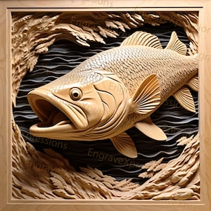 3D Bass Laser Engrave File: Wildlife Art PNG, SVG (Digital Download)