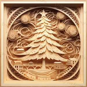 Laser Burn PNG | 3D Illusion | Engrave | Laser Ready |  Lightburn File | Digital Design File | Christmas Tree 1