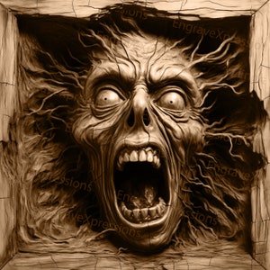 Queima de Laser PNG | Ilusão 3D | Gravar | Pronto para Laser | Arquivo Lightburn | Arquivo de desenho digital | Edição de Halloween - Zumbi 3