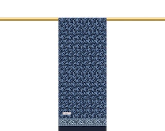 Navy Blue Patterned Silk Scarf for Men – 100% Turkish Silk Elegant Formal Neckwear – Handmade Gift for Him – 25x160 cm - Farher&#39;s Day Gift