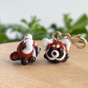 Red Panda Glass Bead Zipper Charm / Keychain / Phone Strap Charm, Cute Animal Miniature Accessories, Gift for Kids