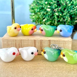 Lampwork Glass Lovebird Bead: Bird Zipper Pull, Keychain, Phone, Purse Charm