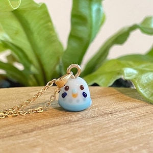 Lampwork Budgie Necklace: Handmade Miniature Parakeet Jewelry, Bird Mom Gift