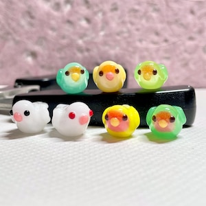 Lampwork Lovebird Bead: Vogel-Anhänger, Reißverschluss-Anhänger, Handy-Anhänger, Schlüsselanhänger