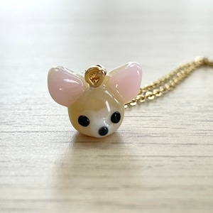 Fennec Fox Necklace, Handmade Glass Beads, Tiny, Cute, Kawaii, Unique, Small Fox, Dessert Fox, Wild Animal, Fennec Fox Jewelry