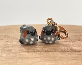 Lampwork Glass Brown-Earred Bulbul Bird Bead: Keychain, Zipper Pull, Phone Charm