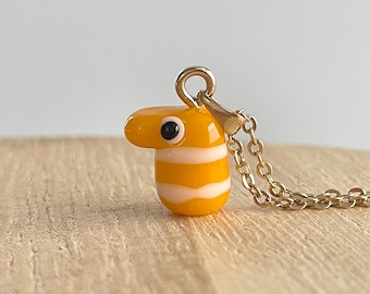 Tiny Glass Garden Eel Necklace: Handmade Lampwork Glass Miniature Fish Jewelry