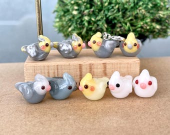 Lampwork Glass Cockatiel Bead: Clip On Charm, Keychain, Zipper Pull, Phone, Purse Accessory