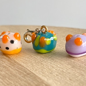 Sea Slug Glass Beads, Tiny, Clip On / Keychain / Phone Strap Charm, Handmade Lampwork, Cute Sea Bunny Miniature Accessories, Gift for Kids
