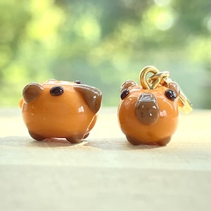 Perle capybara en verre au chalumeau faite main : breloque à clipser, tirette, porte-clés, téléphone, accessoire de sac