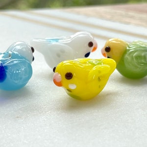 Budgie Glass Beads, Tiny, Green / Yellow / Blue / White Budgerigar, Clip On / Keychain / Phone Strap Charm, Cute Bird Miniature Accessories