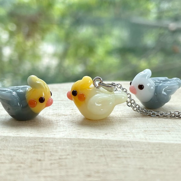 Cockatiel Necklace, Normal Grey / Lutino / White-Face Grey, Gold / Silver Plated, Weero, Weiro, Quarrion, Parrot, Cockatiel Jewelry