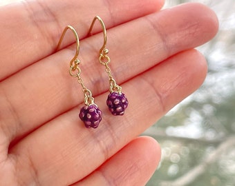 Tiny Berry Earrings: Gold Plated Fruit Jewelry