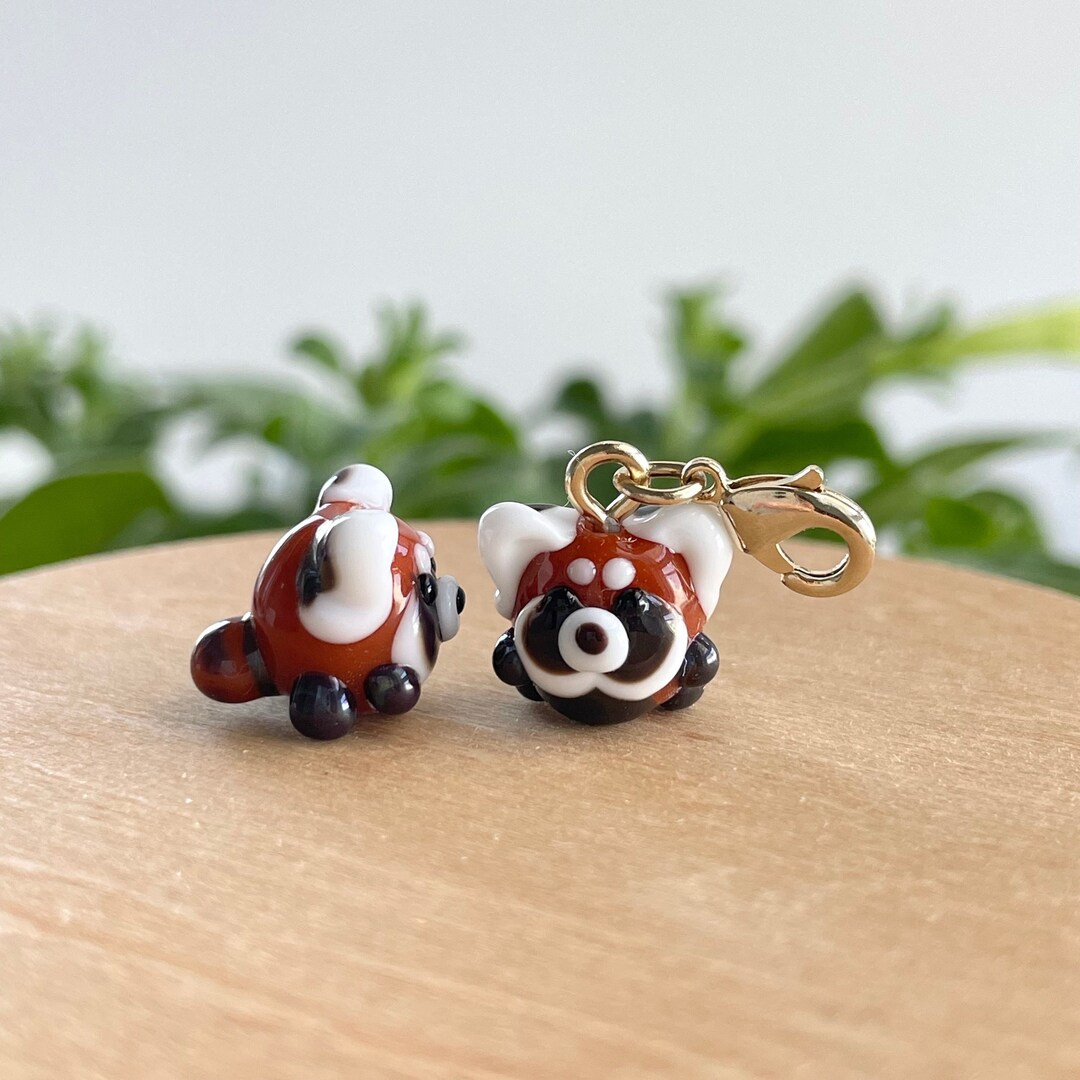 Lampwork Glass Red Panda Bead: Keychain, Zipper Pull, Phone, Purse