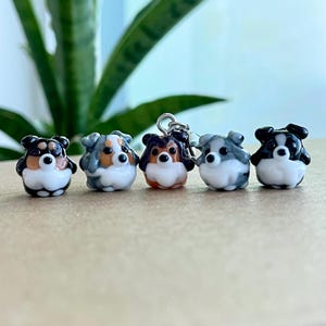 Handmade Lampwork Glass Sheltie Dog Bead: Clip-On Charm, Zipper Pull, Keychain, Phone & Bag Accessory