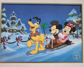 Mickey Lithograph One Upon a Christmas 1999 Disney Store Mickey Mouse MINT NEW!