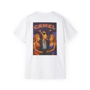 Cool Camel Joe Limousine Classic Fit Cotton Tee - Retro Vintage Camel Tshirt with cool Camel Don Sitting in a Limo on a night ride Backprint
