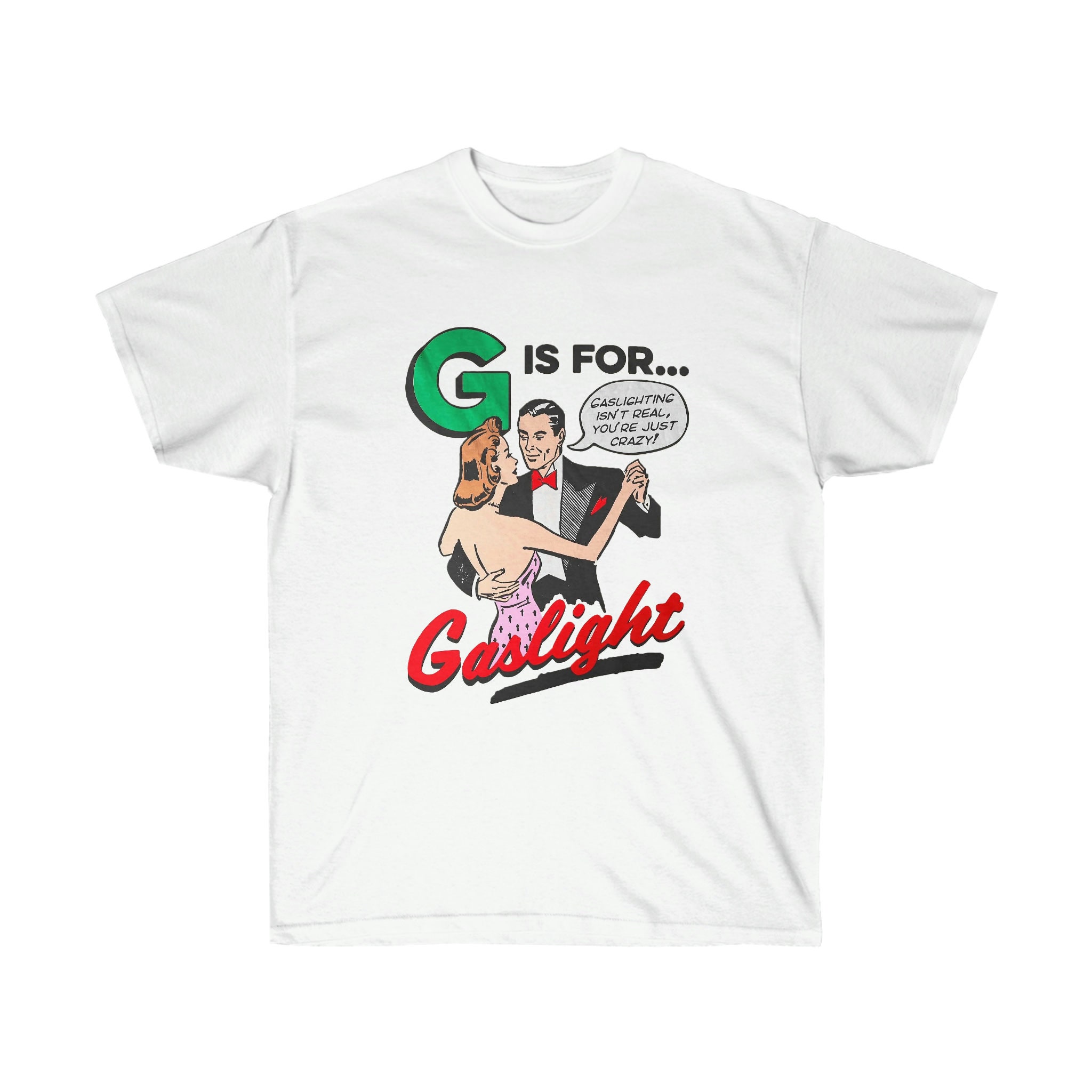 G is for Gaslight White Cotton Classic Fit T-shirt With