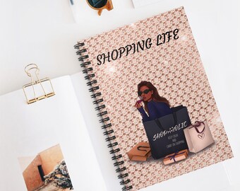 Rose Gold, Notebook, Shopaholic, Spiral Notebook - Ruled Line