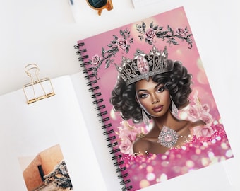 Pink Princess, Black Queen, Spiral Notebook - Ruled Line